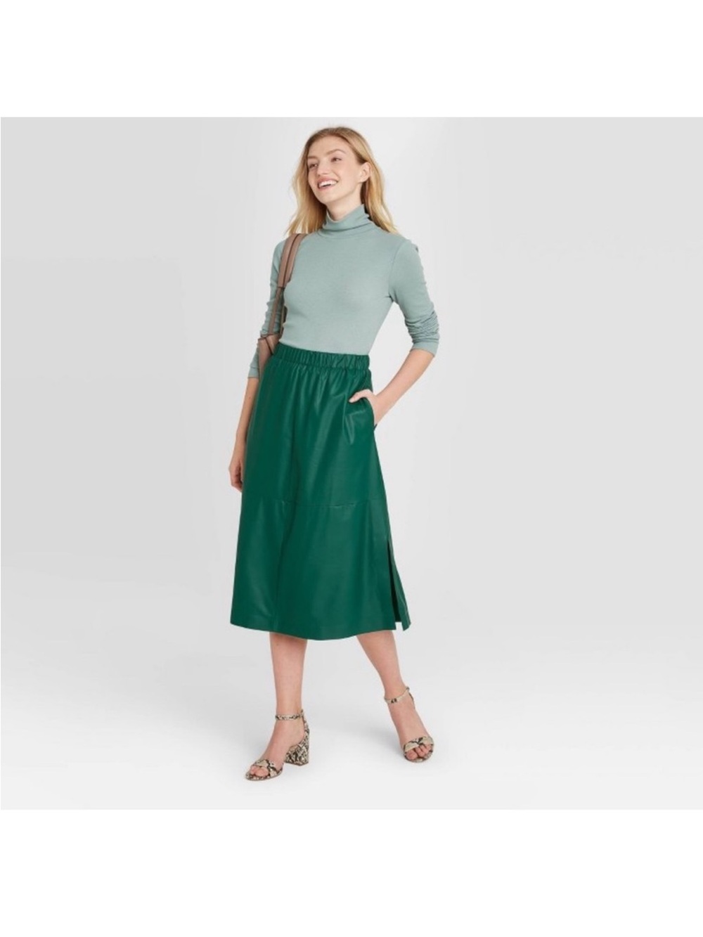 Like new, Green Faux Leather skirt